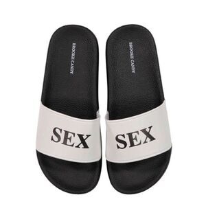 Brooke Candy SEX Black/White Slides (10-10.5)